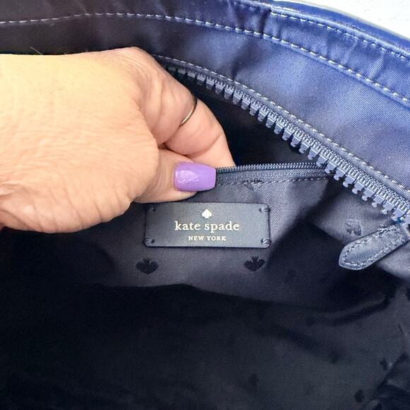 kate spade Navy Nylon Crossbody Satchel with Gold Hardware EUC - Picture 8 of 10